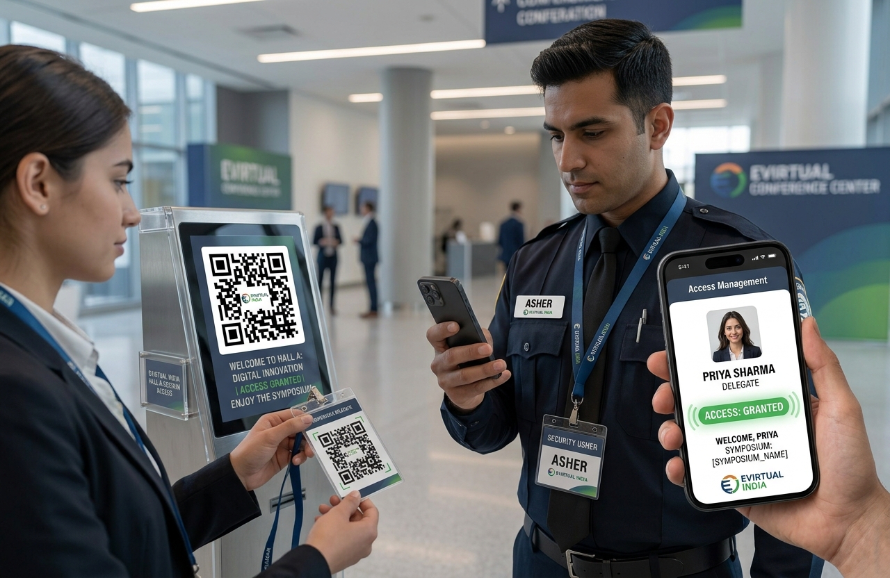 Hall and Session wise Event Access Management with QR Scanners