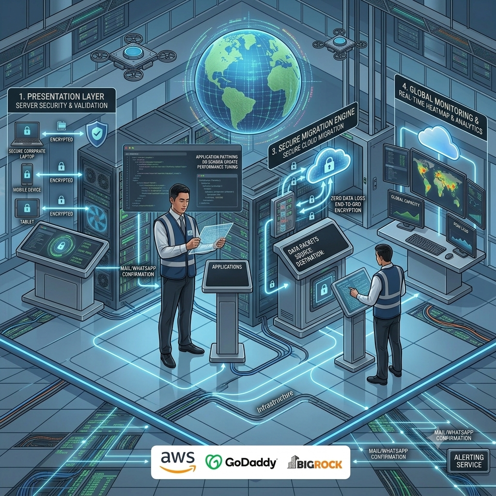 Server Security, Data Migration and Application Maintenance